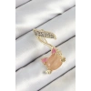 Zirkon Taşlı 3D Kedi Detaylı Nota Figürlü Gold Renk Kadın Broş - TJ-BR444