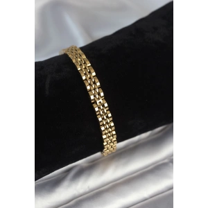 316L Çelik 7 mm Kalınlıkta Gold Renkli Erkek Bileklik - TJ-EB3767