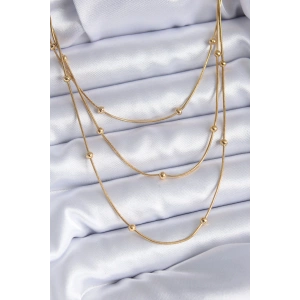 316L Çelik Gold Renk 3lü Minimal Toplu Kadın Kolye - TJ-BKO7700