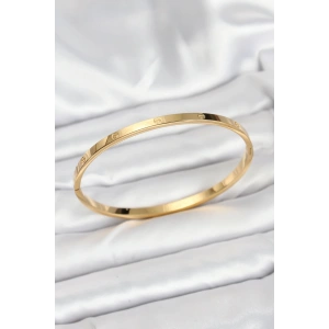 316L Çelik Gold Renk 65 mm İnce Kadın Kelepçe Bileklik - TJ-BB7915