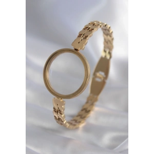 316L Çelik Gold Renk Arpa İşleme Açılabilir Fanus Model Kadın Kelepçe - TJ-BB5911