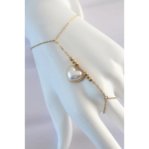 316L Çelik Gold Renk Beyaz Bubble Kalp Tasarımlı Şahmeran - TJ-SN576