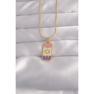 316L Çelik Gold Renk Karışık Mineli Ay Figür Tarot Kolye - TJ-BKO9032