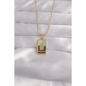 316L Çelik Gold Renk Karışık Mineli El Figür Tarot Kolye