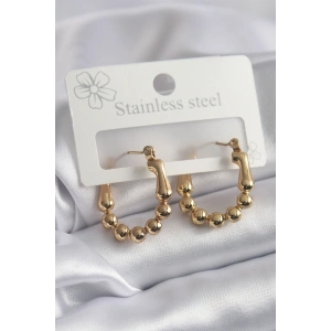 316L Çelik Gold Renk Topçuk Halka Model Kadın Küpe