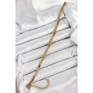 316L Çelik Gold Renk Yassı Zincir Model Kadın Bileklik