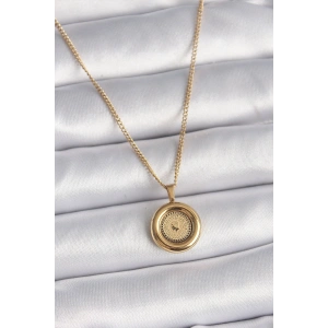 316L Çelik Gold Renk Zincir Gold Altın Model Kadın Kolye