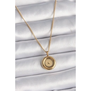 316L Çelik Gold Renk Zincir Gold Altın Model Kadın Kolye - TJ-BKO9572