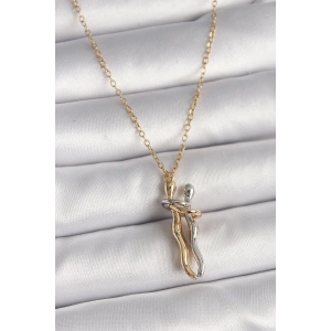 316L Çelik Gold Renk Zincir Renkli Sarılma Model Kadın Kolye