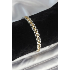 316L Çelik Gold ve Gümüş Renk 7 mm Kalınlık Erkek Bileklik - TJ-EB3764