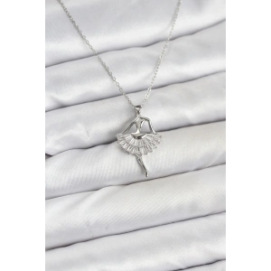 316L Çelik Gümüş Renk Balerin Model Kadın Kolye - TJ-BKO10811