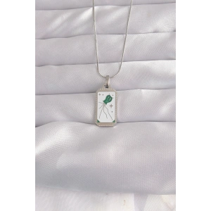 316L Çelik Gümüş Renk Beyaz Mineli Tarot Kolye