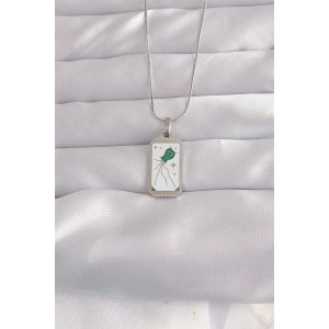 316L Çelik Gümüş Renk Beyaz Mineli Tarot Kolye - TJ-BKO9048