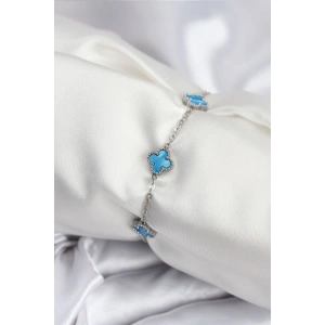 316L Çelik Gümüş Renk Buz Mavisi Baby Boy Yonca Kadın Bileklik - TJ-BB7949