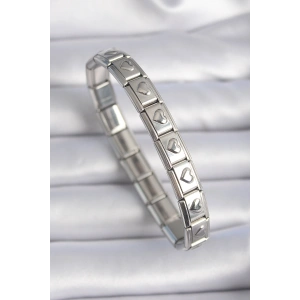 316L Çelik Gümüş Renk Kalp İşleme Nomination Model Kadın Bileklik - TJ-BB6461