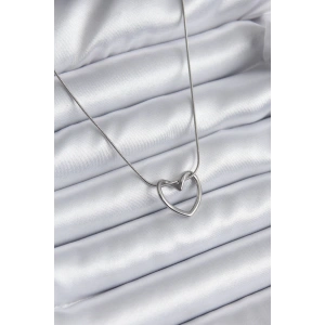 316L Çelik Gümüş Renk Kalp Model Kadın Kolye