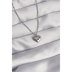 316L Çelik Gümüş Renk Kalp Model Love Kolye