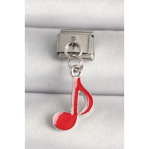 316L Çelik Gümüş Renk Kırmızı Müzik Nota Model Nomination Charm - TJ-BC1218