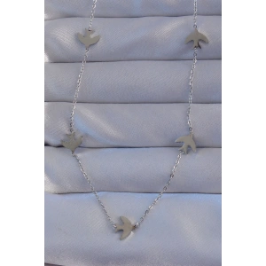 316L Çelik Gümüş Renk Kuş Model Kolye