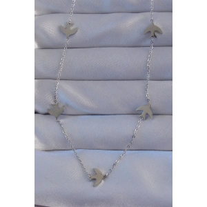 316L Çelik Gümüş Renk Kuş Model Kolye - TJ-BKO8942