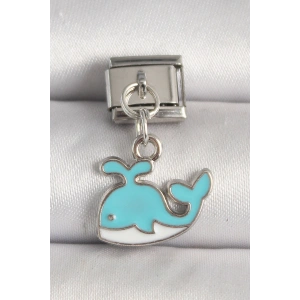 316L Çelik Gümüş Renk Mavi Balina Model Nomination Charm - TJ-BC1258