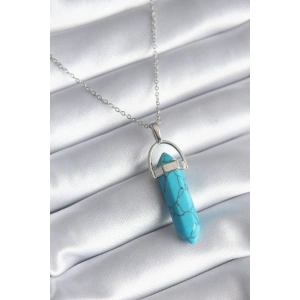 316L Çelik Gümüş Renk Mi Taşlı Model Kadın Kolye