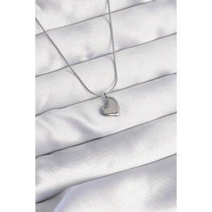 316L Çelik Gümüş Renk Minimal Kalp Tasarımlı Kolye