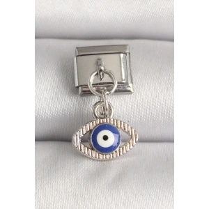 316L Çelik Gümüş Renk Nazar Boncuk Detaylı Göz Model Nomination Charm - TJ-BC1216