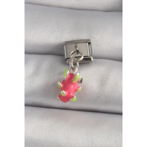 316L Çelik Gümüş Renk Sallantı Ejder Meyvesi Model Nomination Charm - TJ-BC1175