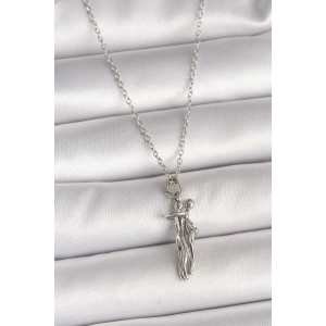 316L Çelik Gümüş Renk Zincir Sarılma Model Kadın Kolye