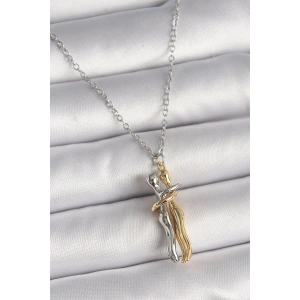 316L Çelik Gümüş Renk Zincir Sarılma Model Kadın Kolye - TJ-BKO9764