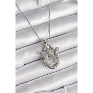 316L Çelik Gümüş Renk Zirkon Taşlı Damla Model Kadın Kolye - TJ-BKO9606