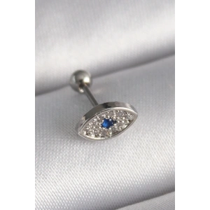 316L Çelik Gümüş Renk Zirkon Taşlı Göz Tragus Piercing