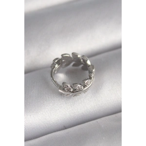 316L Çelik Gümüş Renk Zirkon Taşlı Yaprak Model Tragus Piercing - TJ-PR1303