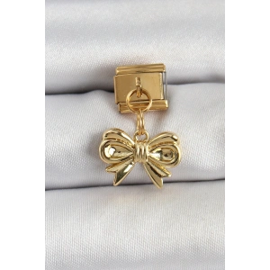 316L Çelik Sallantılı Fiyonk Model Gold Renk Nomination Charm - TJ-BC1412
