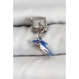316L Çelik Sallantılı Köpekbalığı Model Gümüş Renk Nomination Charm - TJ-BC1463
