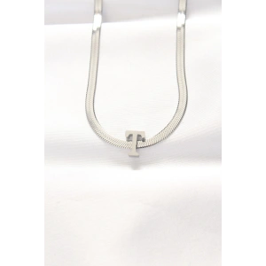 316L Çelik T Harfli Silver Renk İtalyan Zincirli Kolye - TJ-BKO8535