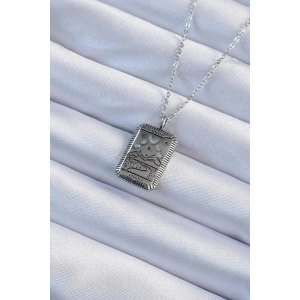 316L Çelik Zincir Eskitme Gümüş Renk Ay Figürlü Tarot Kolye - TJ-BKO9222