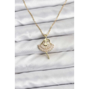 316L Çelik Zincir Gold Renk Balerin Model Kadın Kolye - TJ-BKO10775