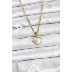 316L Çelik Zincir Gold Renk Bombeli Kalp Model Kadın Kolye - TJ-BKO10685
