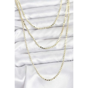 316L Çelik Zincir Gold Renk Ezme Zincir Model 3lü Kadın Kolye - TJ-BKO10789