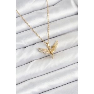316L Çelik Zincir Gold Renk Melek Model Kadın Kolye - TJ-BKO10621