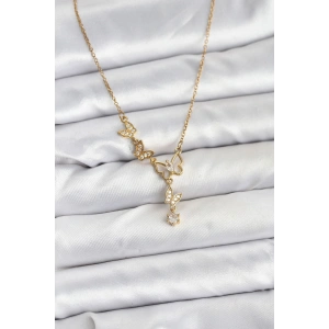 316L Çelik Zincir Gold Renk Model Kadın Kolye - TJ-BKO10676