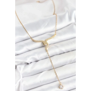 316L Çelik Zincir Gold Renk Yılan Model Y Kolye