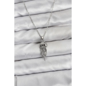 316L Çelik Zincir Gümüş Renk Deniz Anası Model Zirkon Taşlı Kadın Kolye - TJ-BKO10843