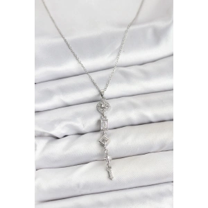 316L Çelik Zincir Gümüş Renk Kutup Yıldızı Enerji Model Kadın Y Kolye - TJ-BKO10673