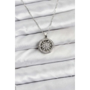 316L Çelik Zincir Gümüş Renk Kutup Yıldızı Kapaklı Model Kadın Kolye