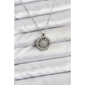 316L Çelik Zincir Gümüş Renk Kutup Yıldızı Kapaklı Model Kadın Kolye - TJ-BKO10774