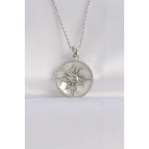 316L Çelik Zincir Gümüş Renk Oval Tasarımlı Güneş Kolye