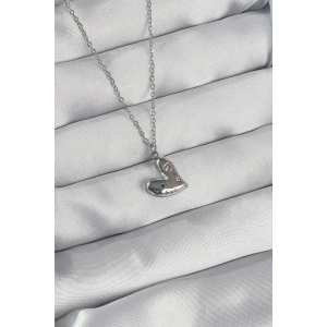 316L Çelik Zincir Gümüş Renk Renkli Zirkon Taşlı Kalp Kolye - TJ-BKO8906